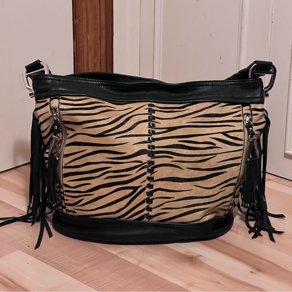 B Makowski Animal Print Calf Hair Bag - Picture 6 of 15